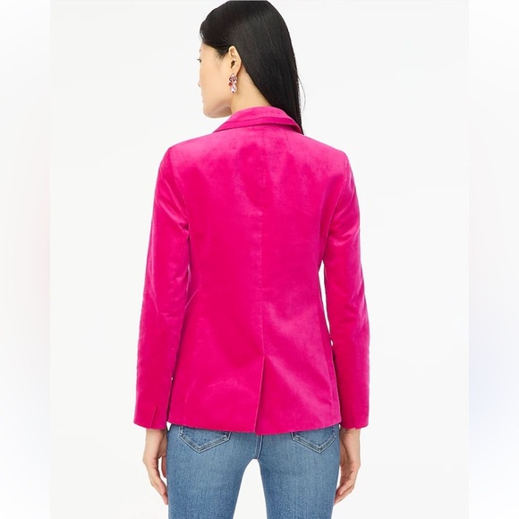 J.Crew Velvet One Button Blazer Brilliant Berry Size 0 BU281 $218 - Picture 3 of 10